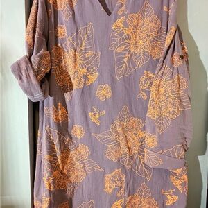 Kaulua’e - Made in Hawaii ʻī. Fall Floral Print Dress. Adjustable sleeves.